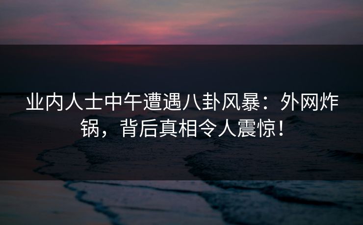 业内人士中午遭遇八卦风暴：外网炸锅，背后真相令人震惊！
