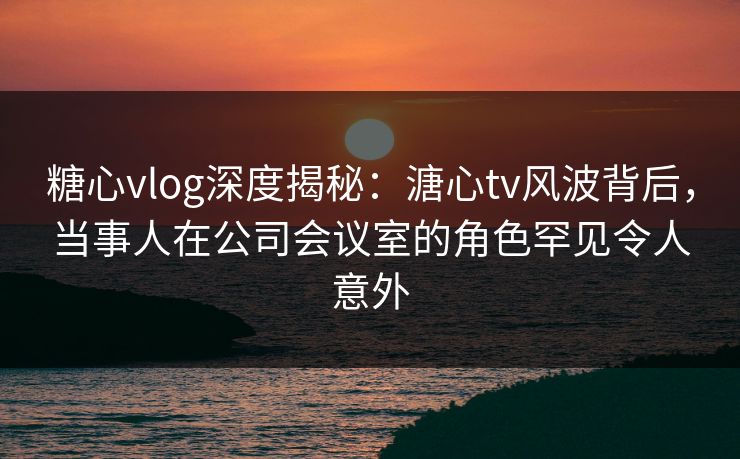 糖心vlog深度揭秘：溏心tv风波背后，当事人在公司会议室的角色罕见令人意外