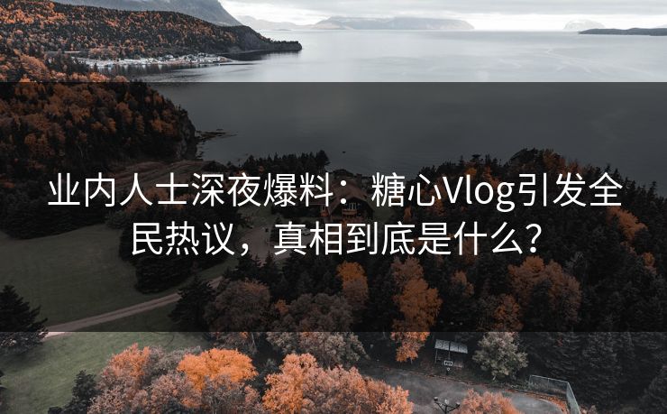 业内人士深夜爆料：糖心Vlog引发全民热议，真相到底是什么？