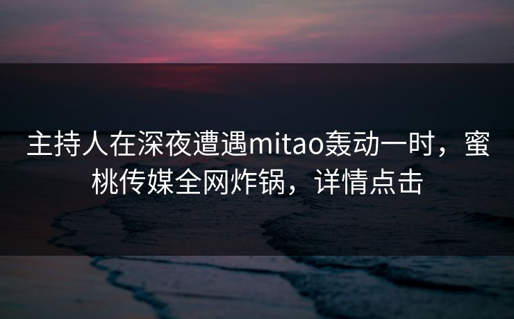主持人在深夜遭遇mitao轰动一时，蜜桃传媒全网炸锅，详情点击