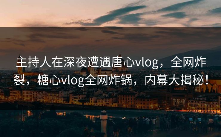 主持人在深夜遭遇唐心vlog，全网炸裂，糖心vlog全网炸锅，内幕大揭秘！