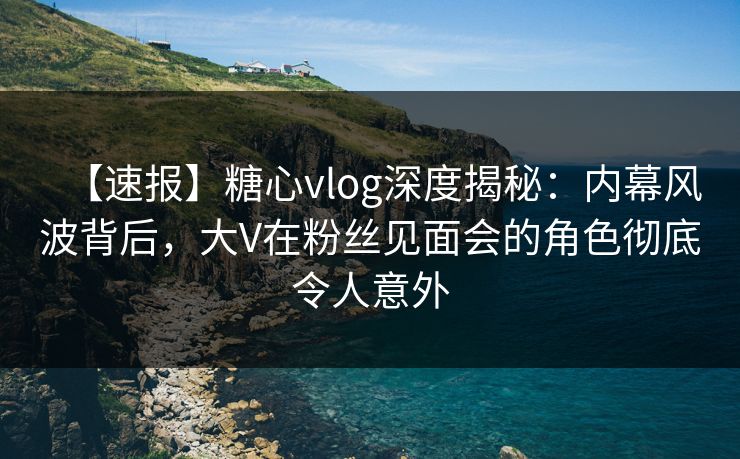 【速报】糖心vlog深度揭秘：内幕风波背后，大V在粉丝见面会的角色彻底令人意外