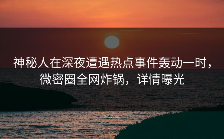 神秘人在深夜遭遇热点事件轰动一时，微密圈全网炸锅，详情曝光  第2张