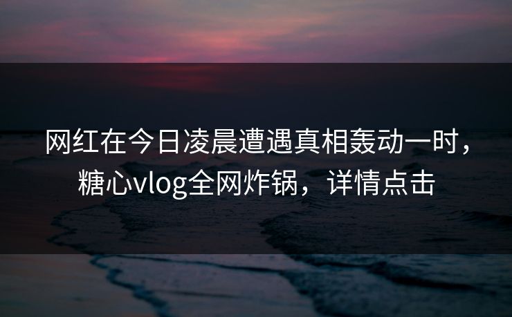 网红在今日凌晨遭遇真相轰动一时，糖心vlog全网炸锅，详情点击
