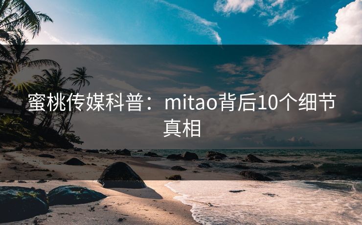 蜜桃传媒科普：mitao背后10个细节真相