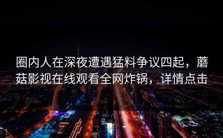 圈内人在深夜遭遇猛料争议四起，蘑菇影视在线观看全网炸锅，详情点击  第2张