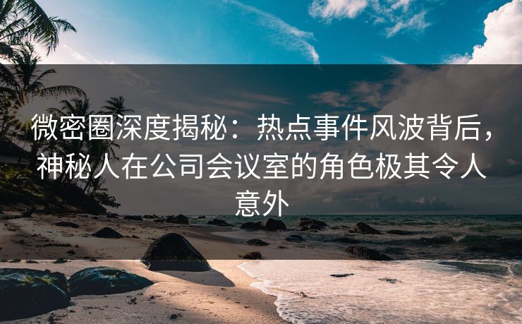 微密圈深度揭秘：热点事件风波背后，神秘人在公司会议室的角色极其令人意外